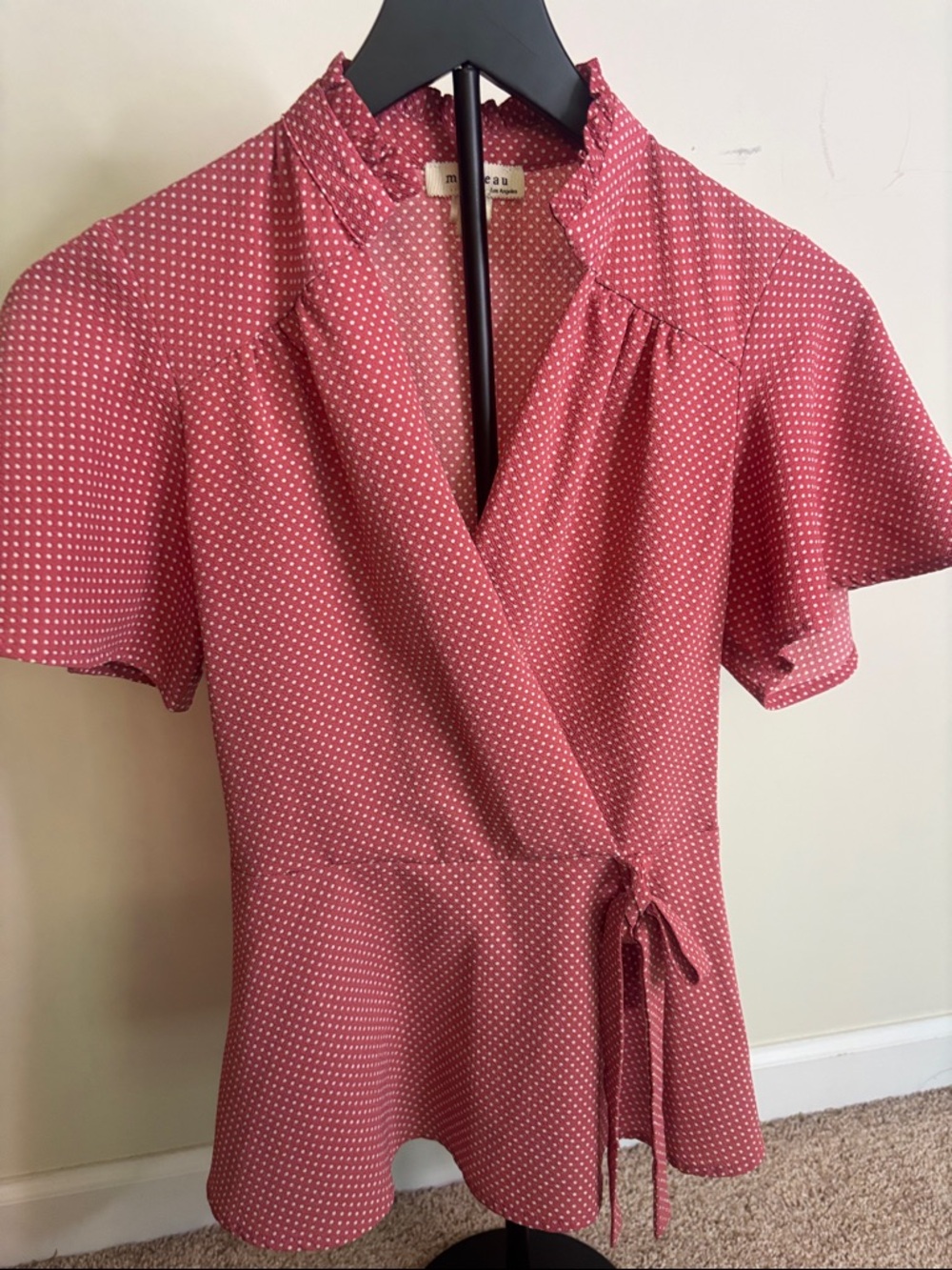 3 for $20 Monteau Polka Dot Wrap Blouse - Dusty Rose Size Small